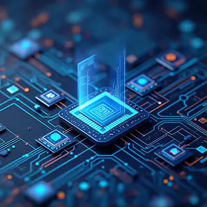 3D futuristic IT Consulting & Strategy with a Glowing CPU.
