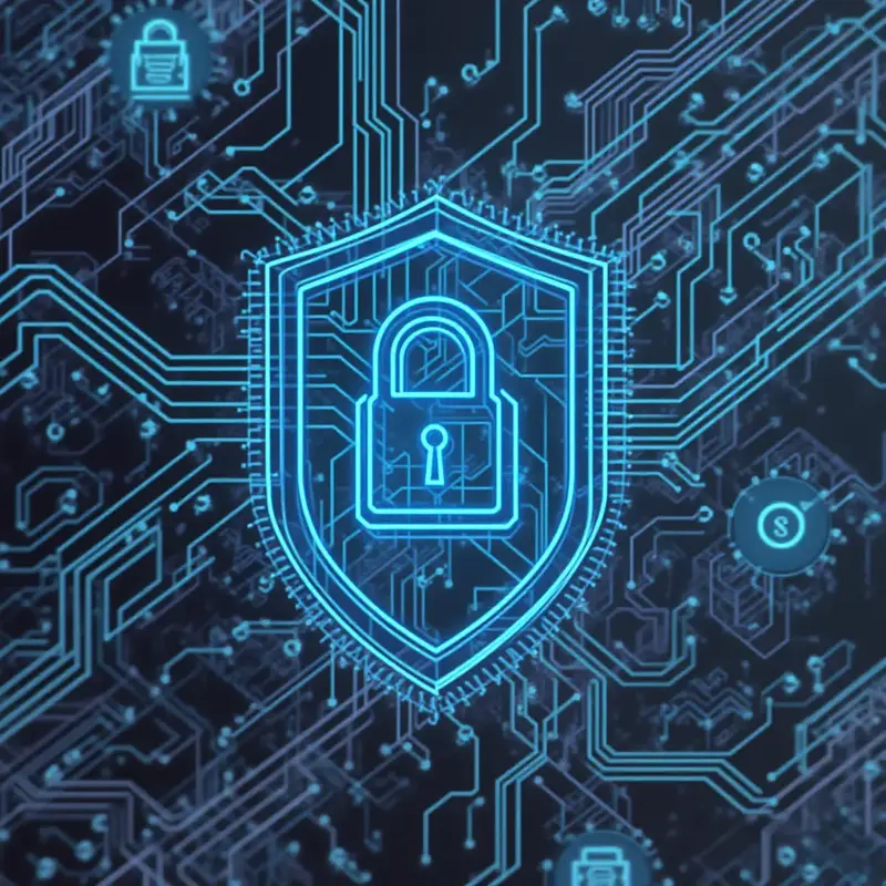 Cybersecurity Padlock in a 3d holographic view.