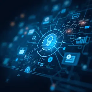 IT Security Management lock on a digital screen.