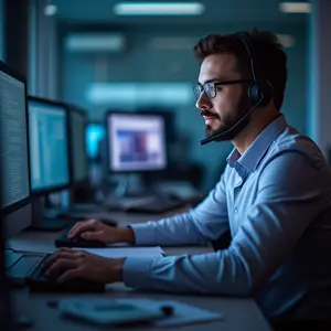 Another Man working at Woodland Hills Cyber IT Specialists Help Desk.
