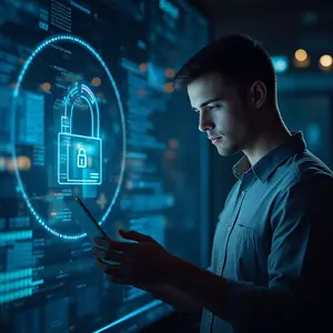 Man monitoring Endpoint Security & Control.